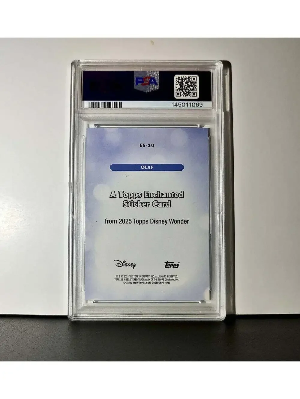 Olaf 2025 Topps Disney #ES-20 Enchanted Sticker Card Frozen PSA 9